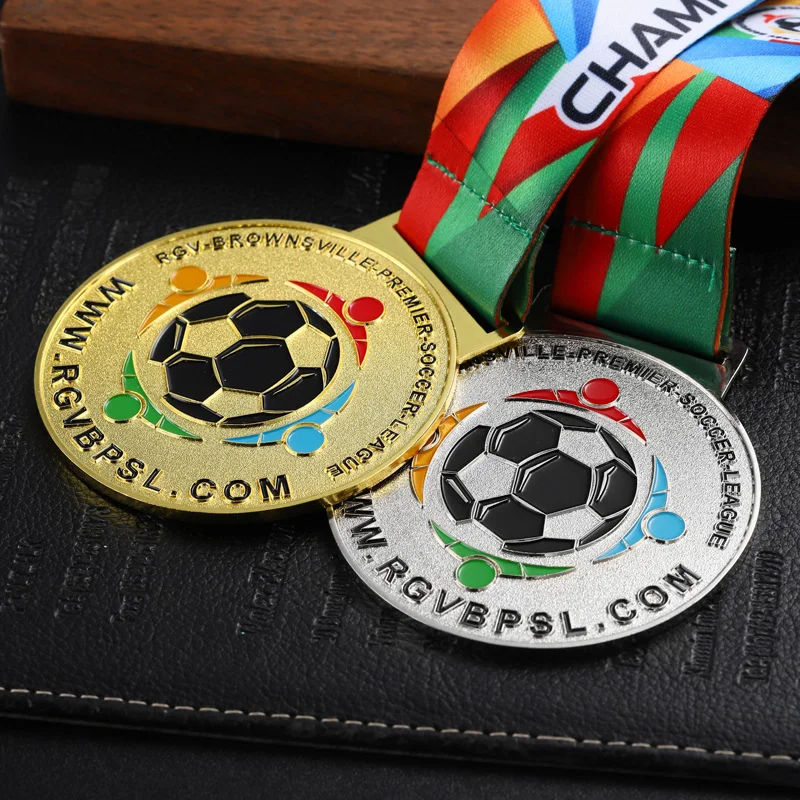 Fabrik Custom Medaillen Sport Metall Logo Emaille Auszeichnung Medaille 2d 3D Gold Silber Fußball Medaillen mit Band 10