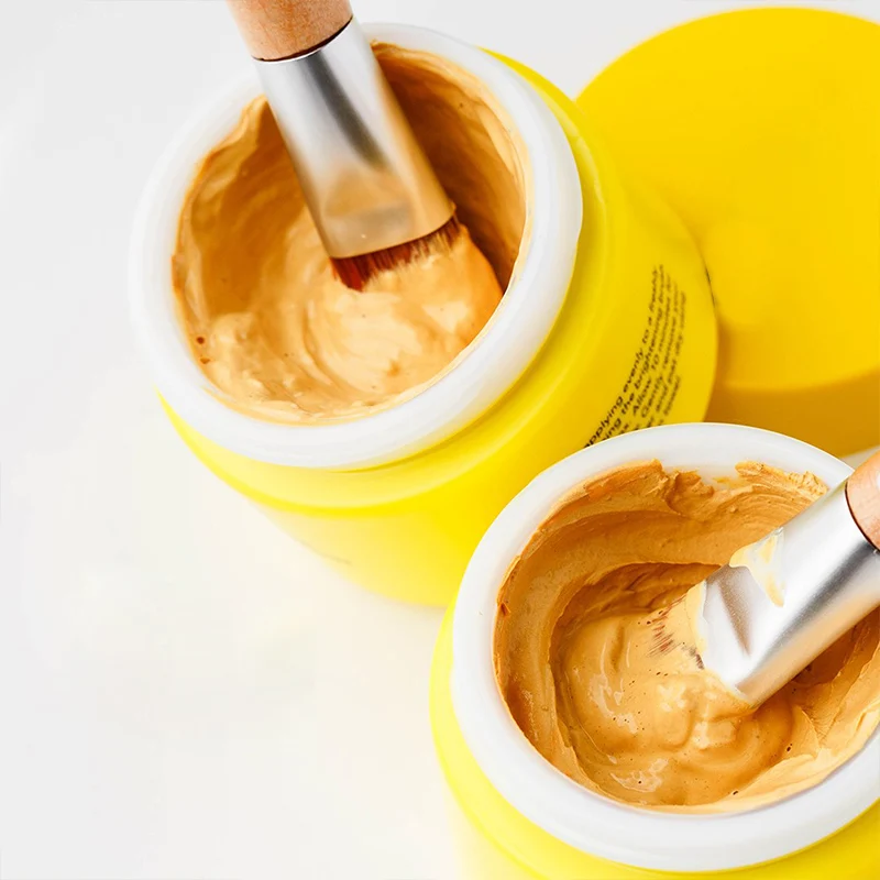 
 Глиняная маска с витамином C, Антивозрастная, осветляет, восстанавливает кожу, куркума, грязевая маска, все натуральные, желтая глиняная маска для лица  