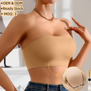 Women's Strapless Push up Bra Seamless Full Support Non-Slip Removable Underwire Bras