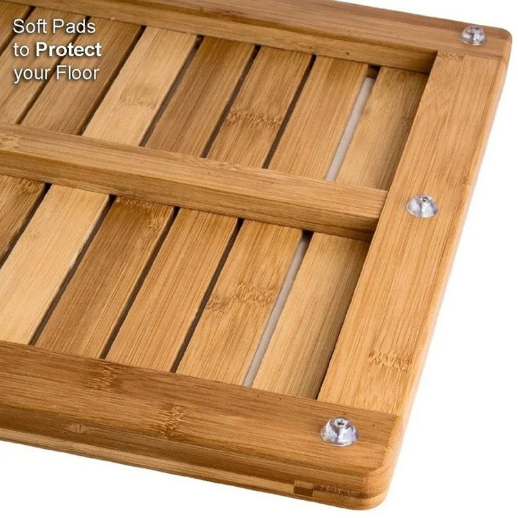 Бамбук Противоскользящий коврик для пола с резиновыми ножками душевой кабины