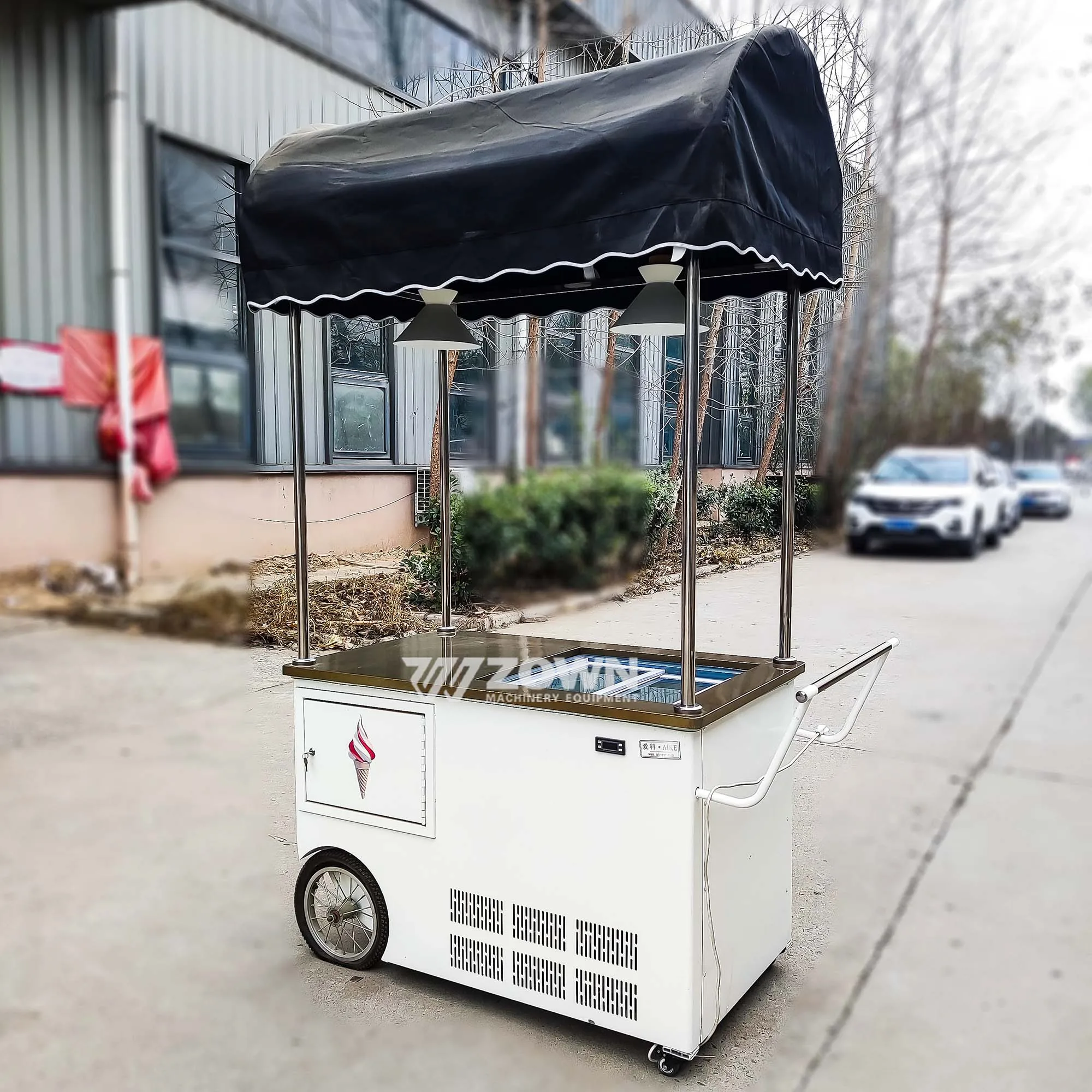 New Customized Style Pink Flower Display Street Food Trailer Full Equipment Mobile Snack Carts for Sale