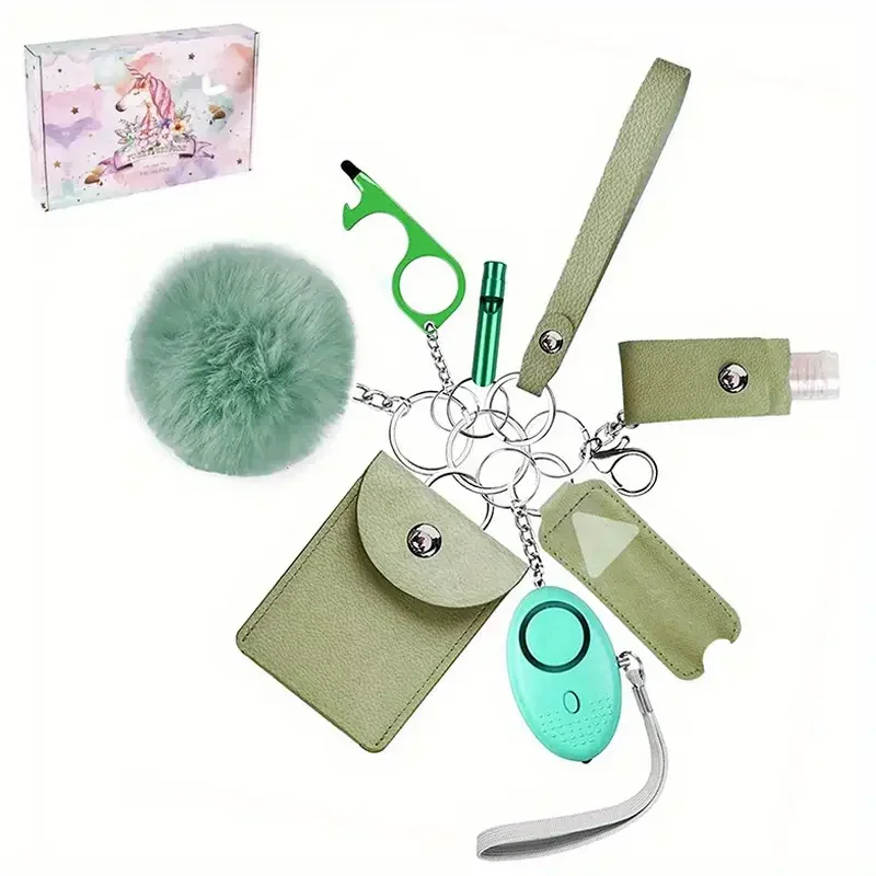 9 Pcs Gift Packaging Safety Keychain Full Set For Women Safety Keychain