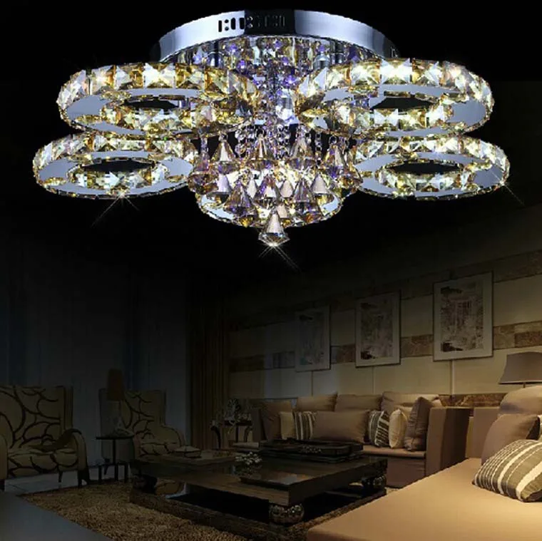 Lingkai Moderne LED Lampe Kristall Deckenleuchte Elegante Runde