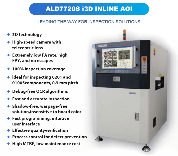 ALD 7720S Inline 3D AOI System for SMT Optical Solder Inspection Fast ...