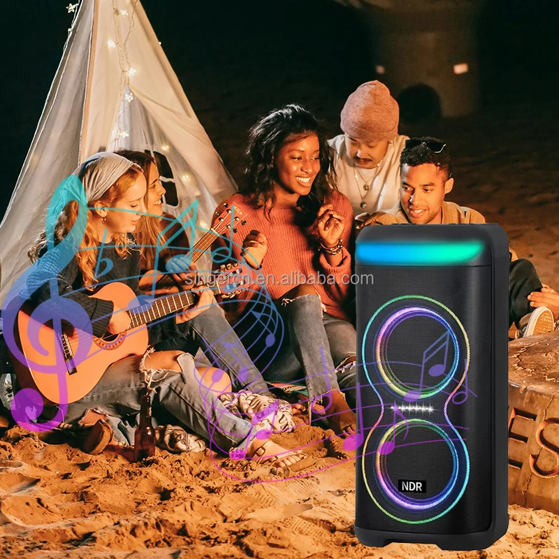 NDR-815 Best Seller Powerful Sound Party Speaker Outdoor Dual 8inch Karaoke  Machine Loudspeaker with Led Lighting