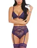 Purple Top+underpants+Garter belts