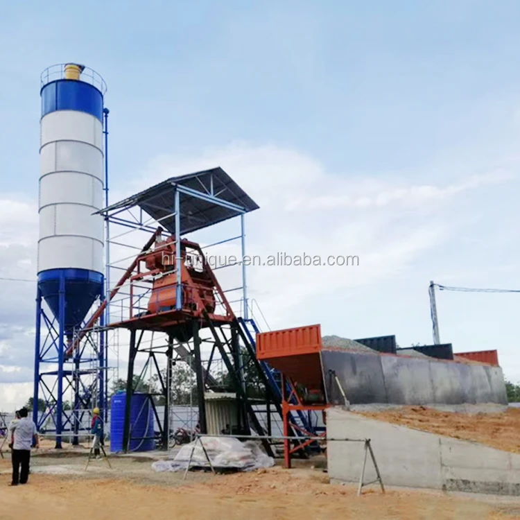 HZS Series 50M3 Hopper Type Wet Mix HZS50 Ready Mixed Concrete Plant