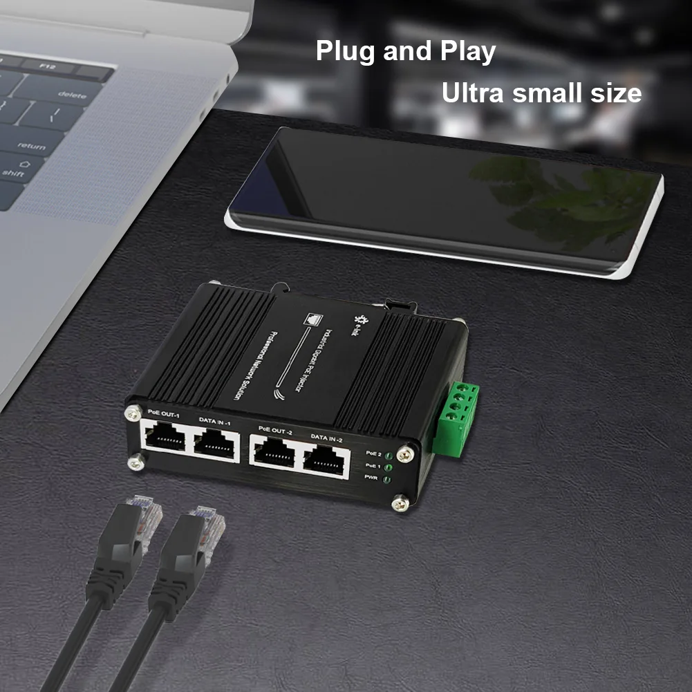 Industrial Gigabit PoE+ Injector PoE Injector with 12-48VDC Input DIN-Rail and Wall Mount