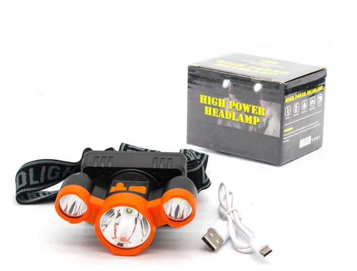 Most Powerful LED Headlamp 3LED  Helmet Light Zoom Rechargeable Lithium Headlight