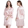 1132 bride silk solid custom lace kimono satin robes PINK