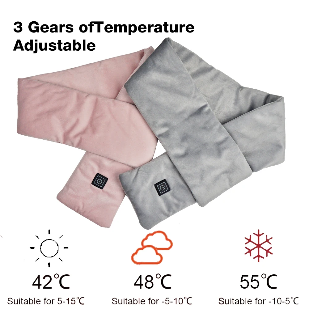 Three Temperature Setings Usb Powered Heated Scarf Washable Electric