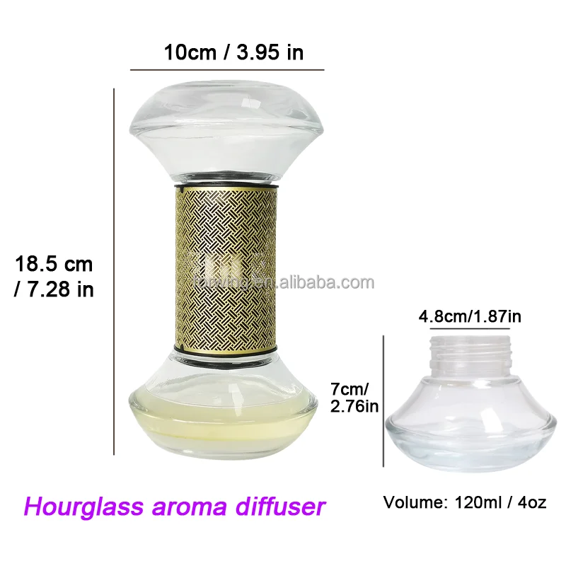 New design essential oil Fireless Aromatherapy air purification aroma diffuser bottle scent hourglass diffusers factory