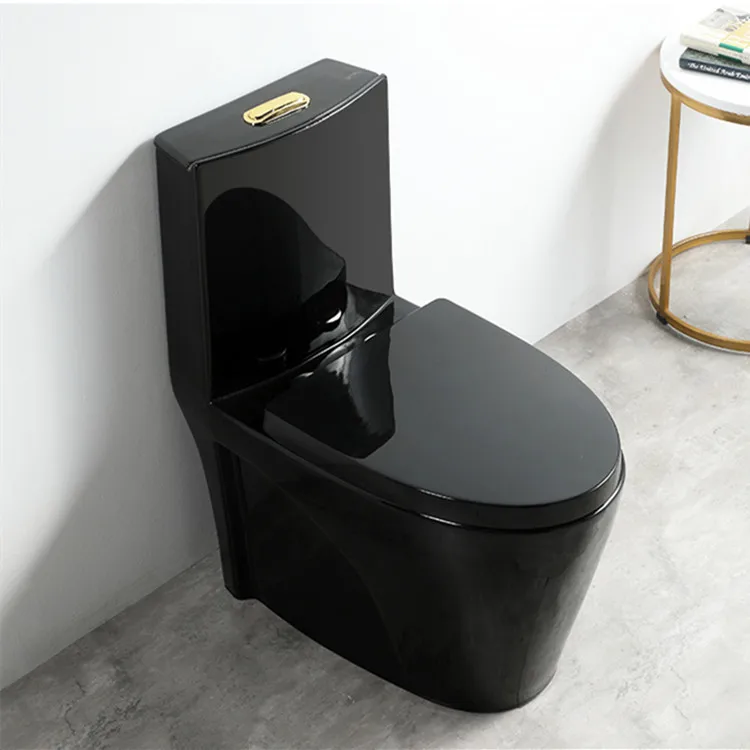 Modern Simple Black Bathroom Ceramic Siphonic One Piece Wc S-trap Color ...