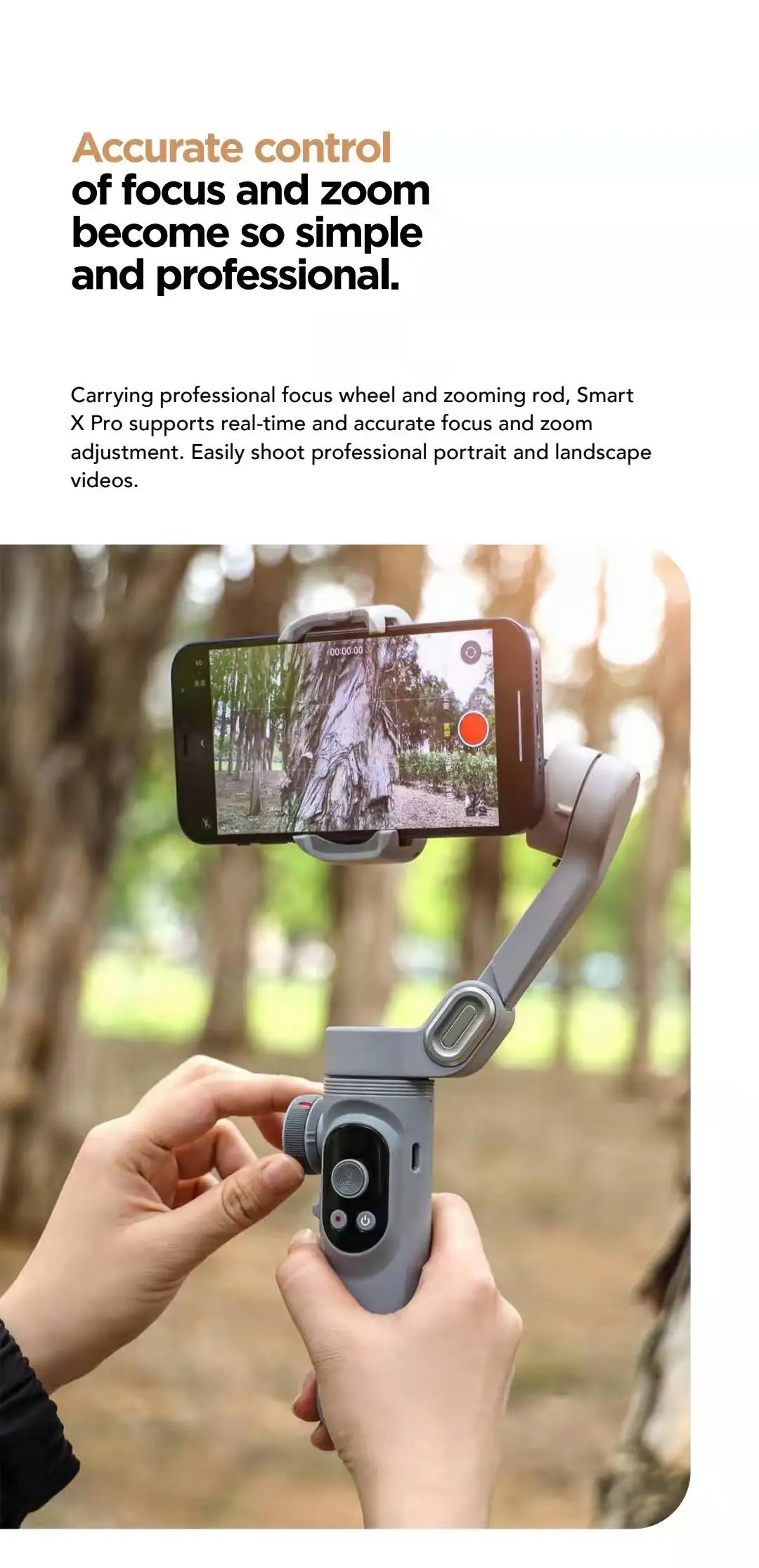 AOCHUAN Smart X Pro Foldable 3-Axis Handheld Smartphone Gimbal with Fill Light & Wireless Charging for iPhone 13 Pro Max Samsung