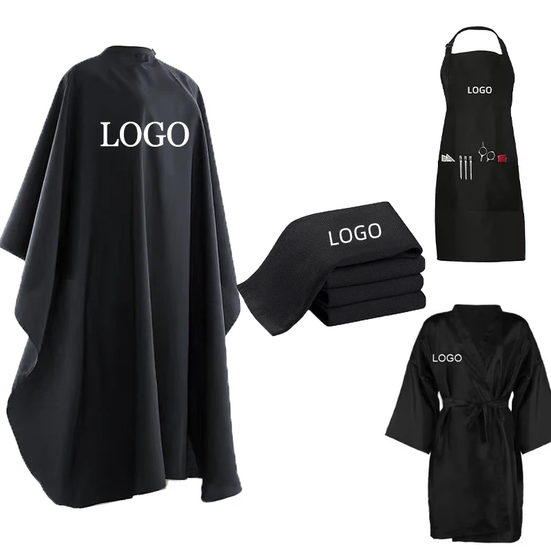 High End Quality Personalised Designer Custom logo Salon Barber Cape Apron Gown Wholesale Waterproof Hairdressing Cape with logo