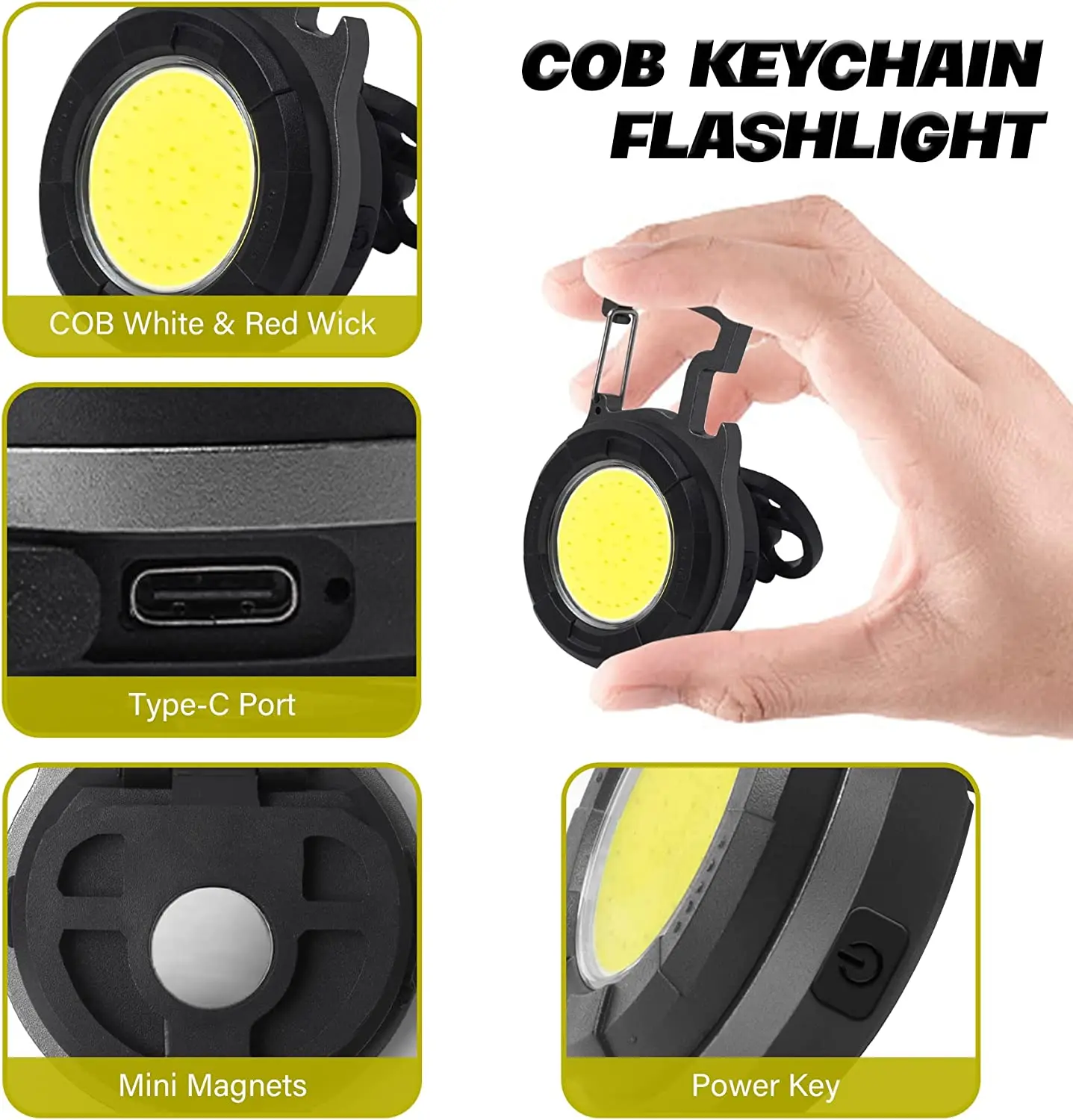 Portable Rechargeable LED Mini small COB Keychain Flashlights 4 Modes Work Light with Magnet Bottle Opener Fishing Camping supplier