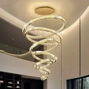 Modern Luxury Crystal Chandelier for Home for Living Room High-End Restaurant Simple Bedroom Ring Duplex Villa Staircase Lamp