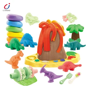 Chengji Toy Dough Tool Kit Sensory Colorful Cartoon Volcano Theme Activity Color Clay Toys Set Dino Clay Dinos for Children