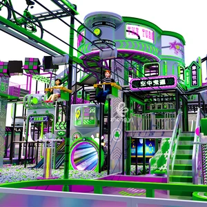 Zhong Yi Custom Design Commercial High Kids Soft Playground Equipment Cartoon Punk Cyber Theme LED Slides CE Certified Max