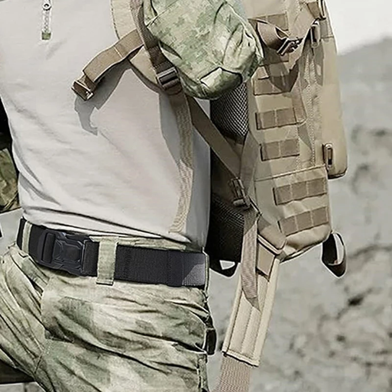 Durable Waterproof Men Nylon Web Work Belt with Quick Release Heavy Duty Buckle Wear-resistant Tactical Belt