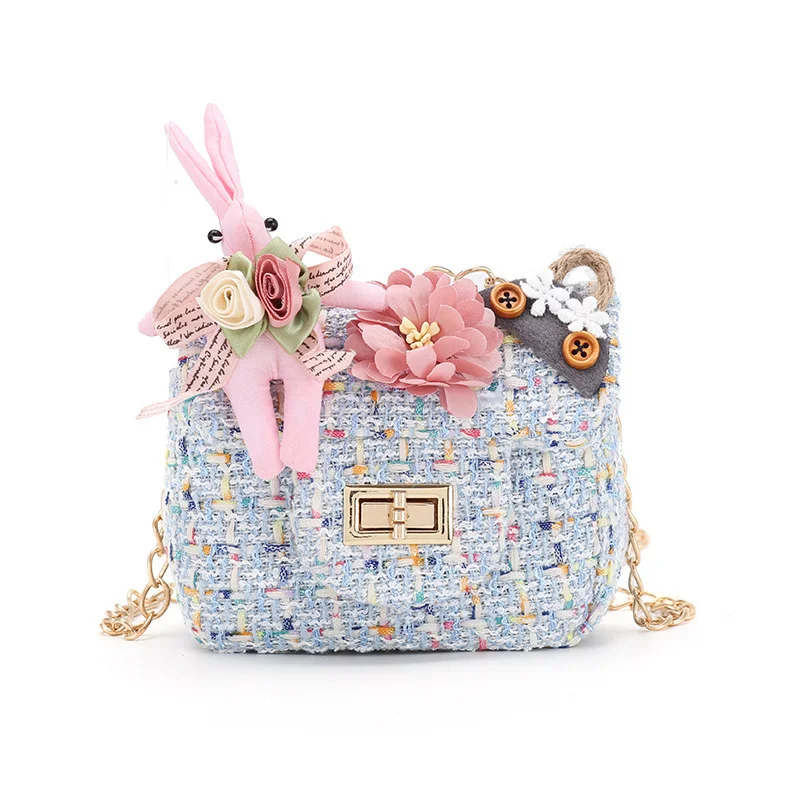 Flower Kids Girls' fashion Mini Handbags girl handbag flower tweed Princess