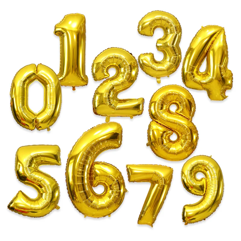 Number 0-9 Foil Balloon wholesales New Happy Birthday letter Balloon Party 