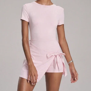 GX2418A Fashion 2026 Summer Women's New Sexy Short Sleeve Mini Dresses Solid Elegant Irregular Sport Dress