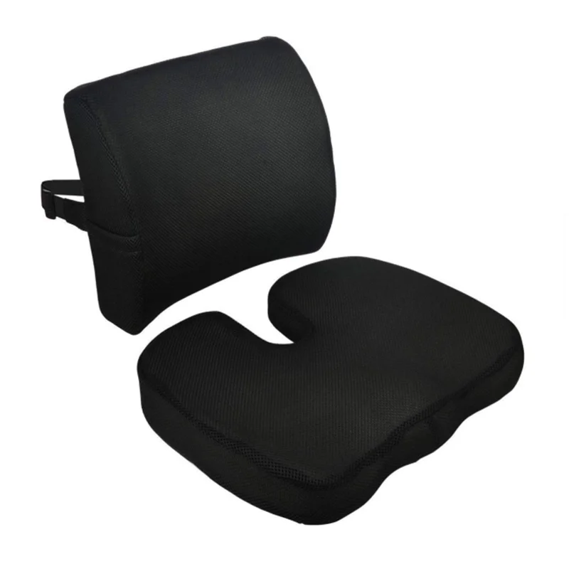 Memory Foam Coccyx Seat Cushion & Lumbar Support Pillow For Office