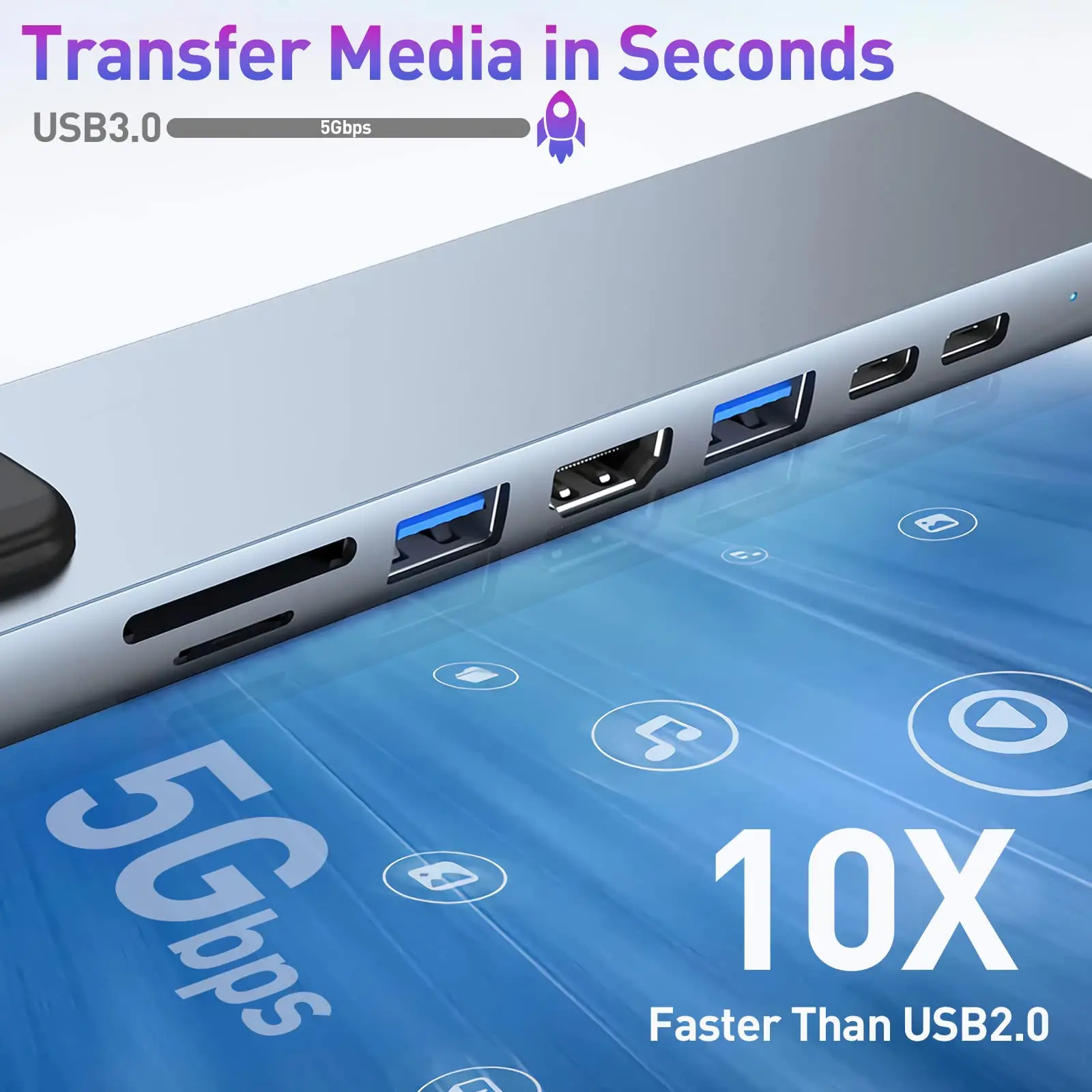 8-in-1 USB Hub with 4k Support, High Speed Data - Image 10