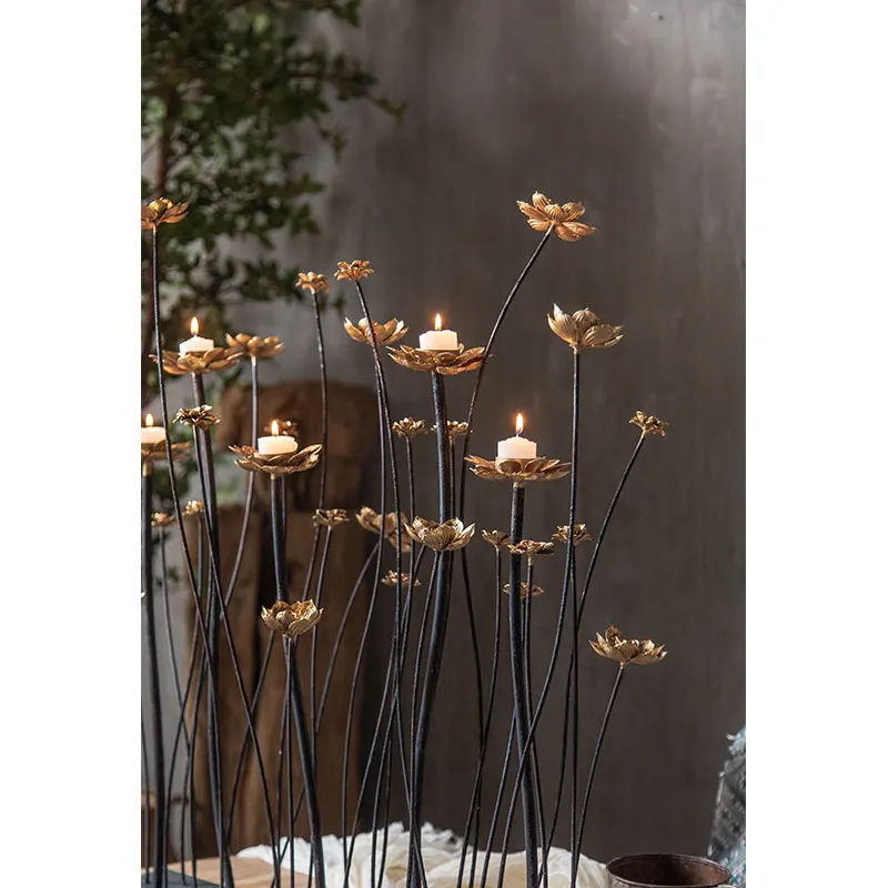 Antique Cheap Candle Holders Golden Unique Candle Supplies Wrought Iron