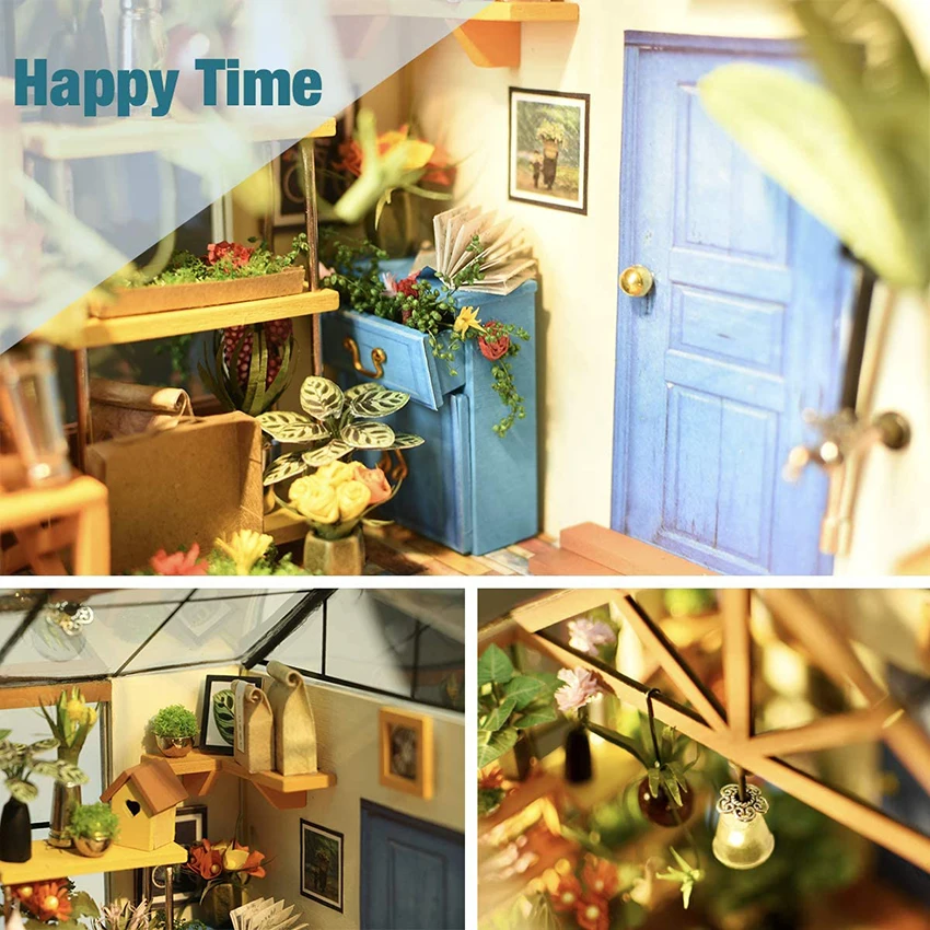 Robotime Rolife US Warehouse 3D Wooden Puzzles DG104 Assembled Toys Gift Set DIY Miniature House Kit