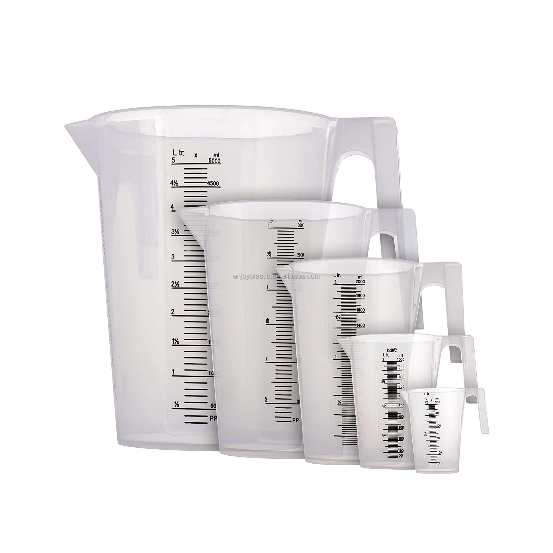 ABN - Set Di 3 Brocche Per Miscelazione Vernice Da 5 Litri - Secchi In Plastica PET Con Beccuccio E Misure Graduate - 2