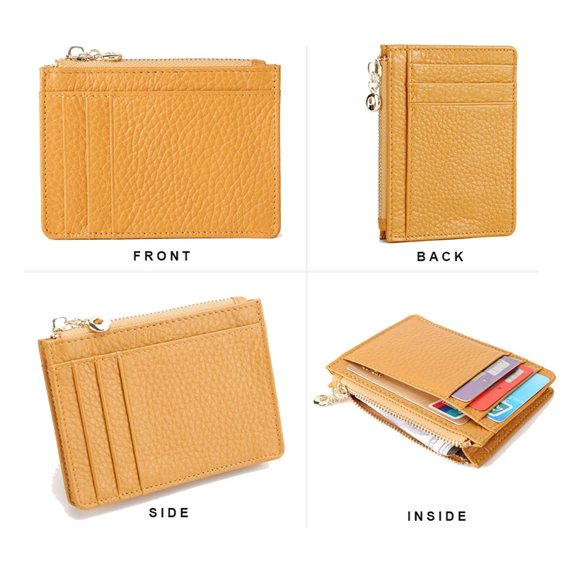 Genuine Leather RFID Blocking Multi Card Case Womens Ladies Wallet with Zipper Pocket