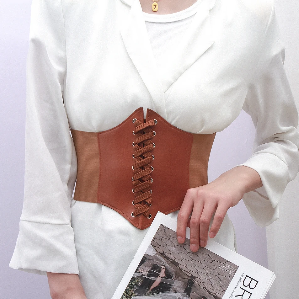 Lace-up Cinch Belt Tied Corset Elastic Waist Belt s-l400.jpg main image 2