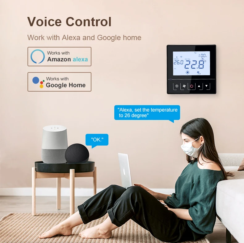 Bandary google nest alexa digital room adjustable temperature modbus wireless wifi smart thermostat 230V manufacture