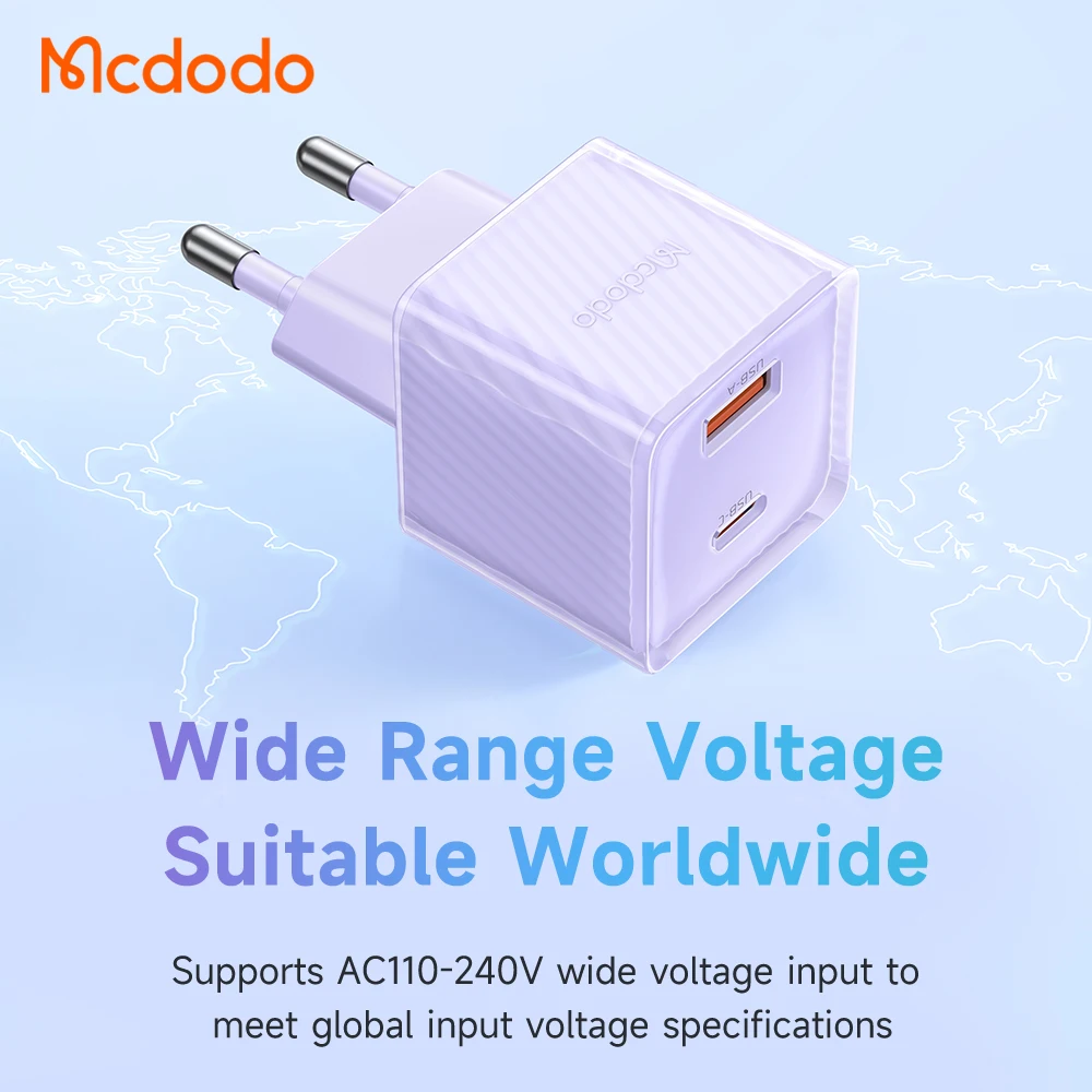 Mcdodo GaN PD 33W Dual USB Port Fast Charger USB-C a PD PPS 20W 12W  Dual Port Quick Charger for Xiaomi Samsung iPhone