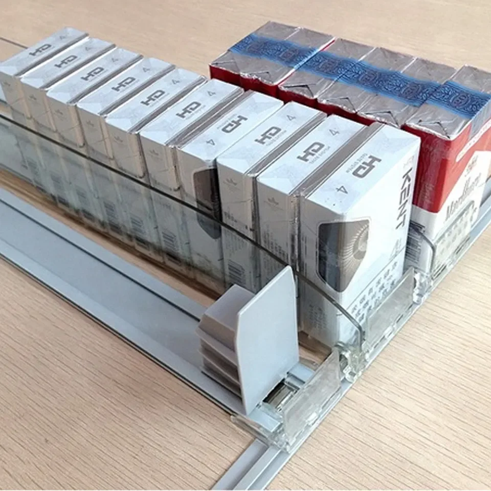 Gravity Roller Shelf Fridge Spring Loaded Retail Displays Product Divider Bottle Shelf Pusher for Vending Machine