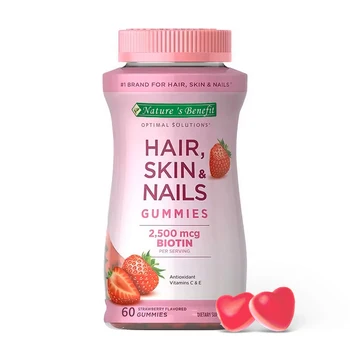 OEM ODM OBM Strawberry Gummies With Vitamin Biotin Hair Nail Skin Growth Gummies For Women Supports Hair Skin  And Nail Health
