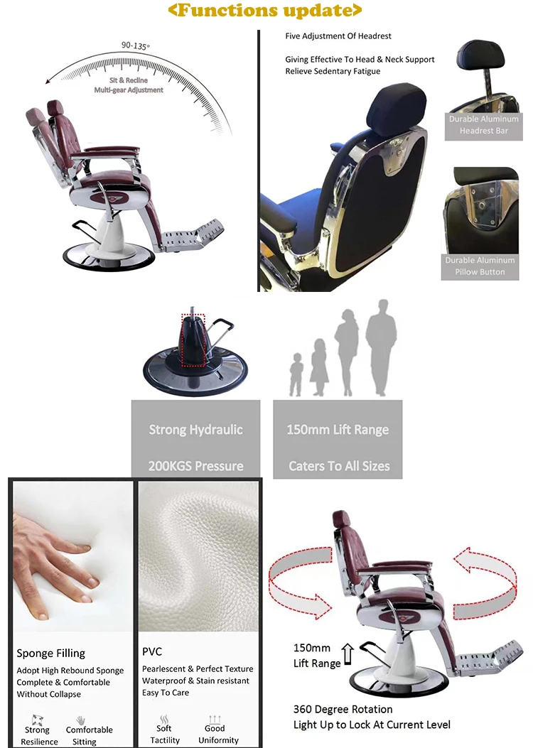 Classic Black Vintage Heavy Duty Barber Chair Barbering Chairs