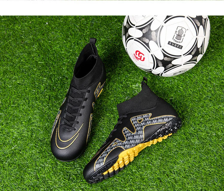 High Top Football Shoes Men's Game Sneakers Laceup Rubber Nonslip