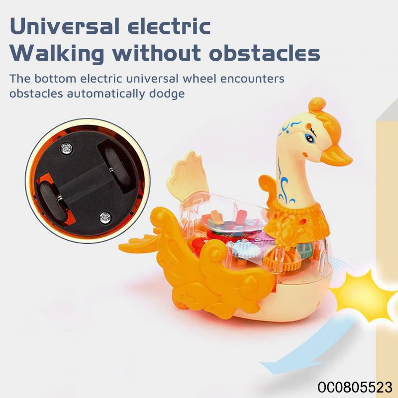 Battery-operated plastic walking toy swan gear animal toys for kids