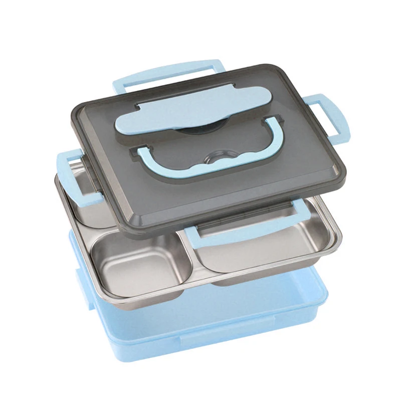New Design 1200ml 4 Compartment Stainless Steel Thermal Insulated School Tiffin Bento Lunch Box With Soup Bowl for Kids