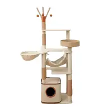 High Quality Sustainable Cat Tower Platforms Basket Swing Hammock Hideaway with Scratching Post Climbing Frame for Pet Cats