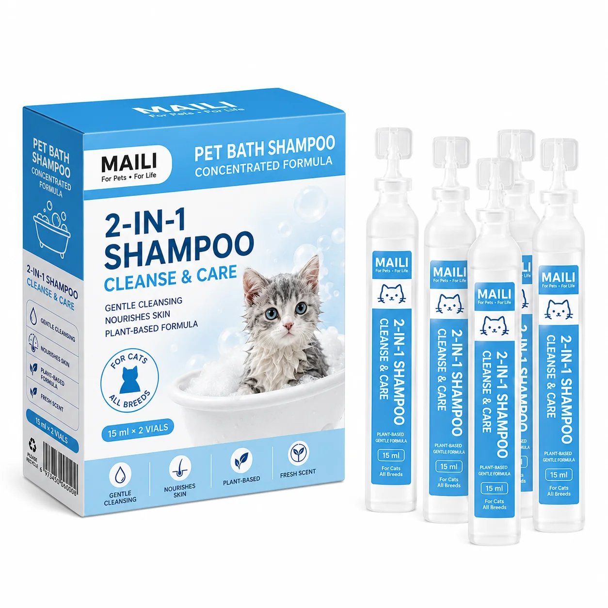 Single-Use Ampoules Cats Dogs Pet Grooming Bath Shampoo and Conditioner Private Label