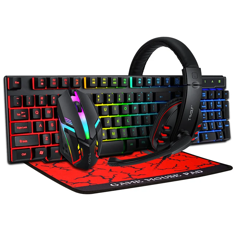 Дешевая цветная (RGB) механическая рука чувствовать мышь и клавиатура комбо набор