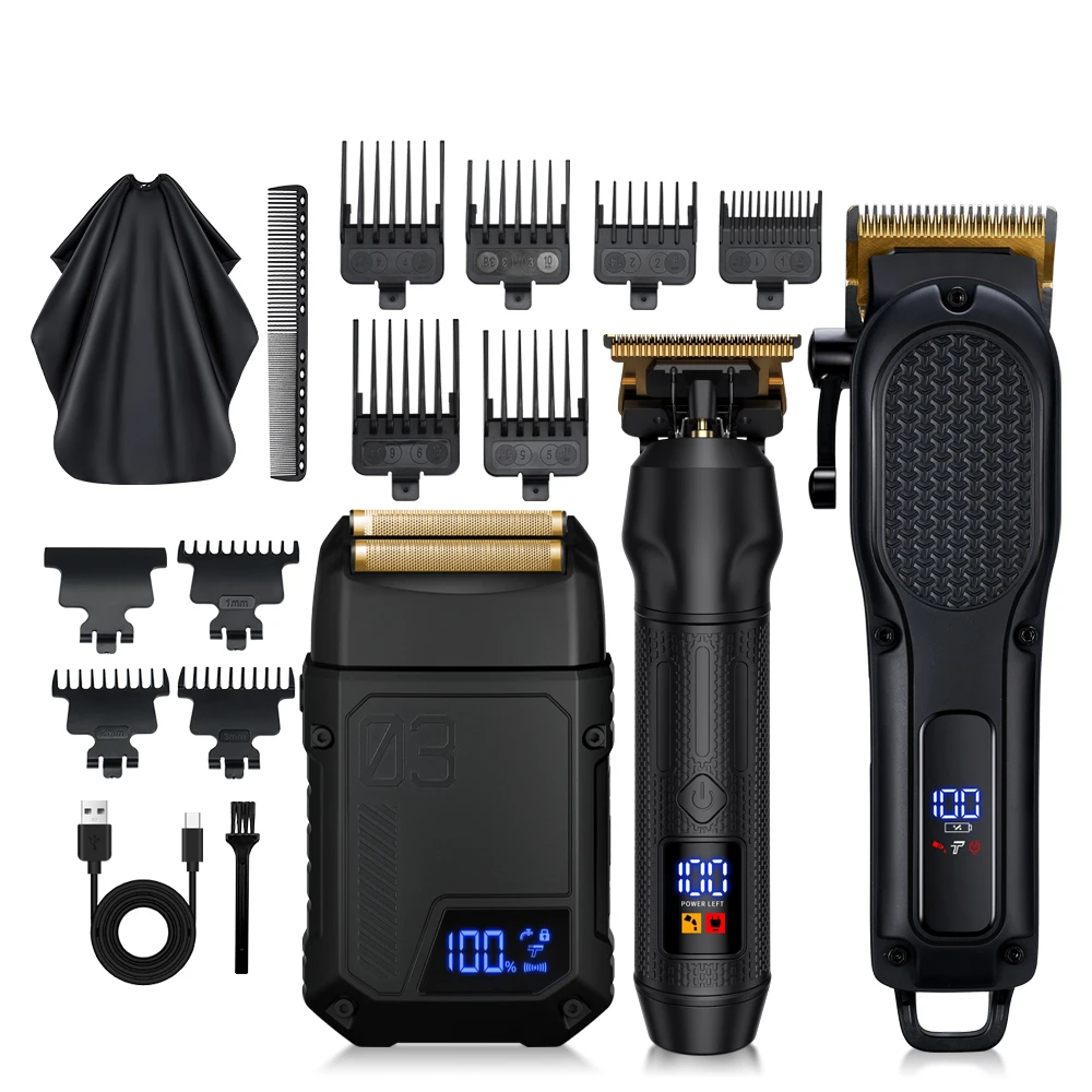 Rechargeable LED Display Electric Hair for Clipper Set New Model Barber Machine for Household Hotel Use English Instructions