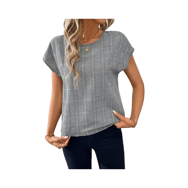 Europe and America Summer new style classy Woven round-neck comfortable top