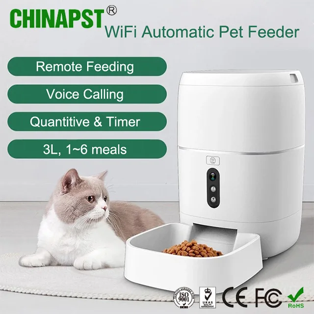 【ペット】 2023 Tuya Dog Catスマートペットフィーダーwifi携帯電話アプリリモコンマイクロチップ自動ペットフィーダーカメラ