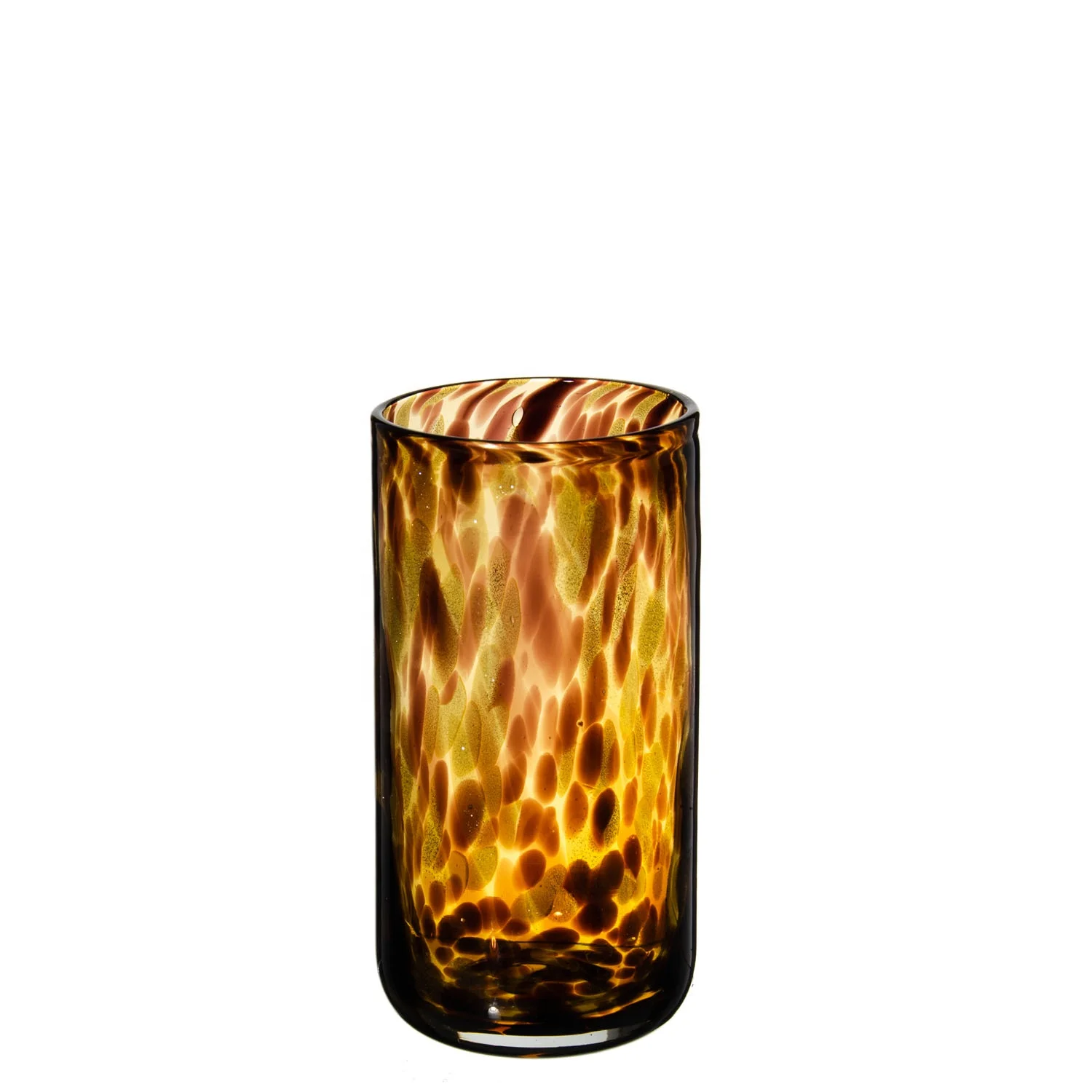 Samyo Hand Blown Modern Leopard Colored Empty Glass Tumbler Candle Holder Jars for Candles
