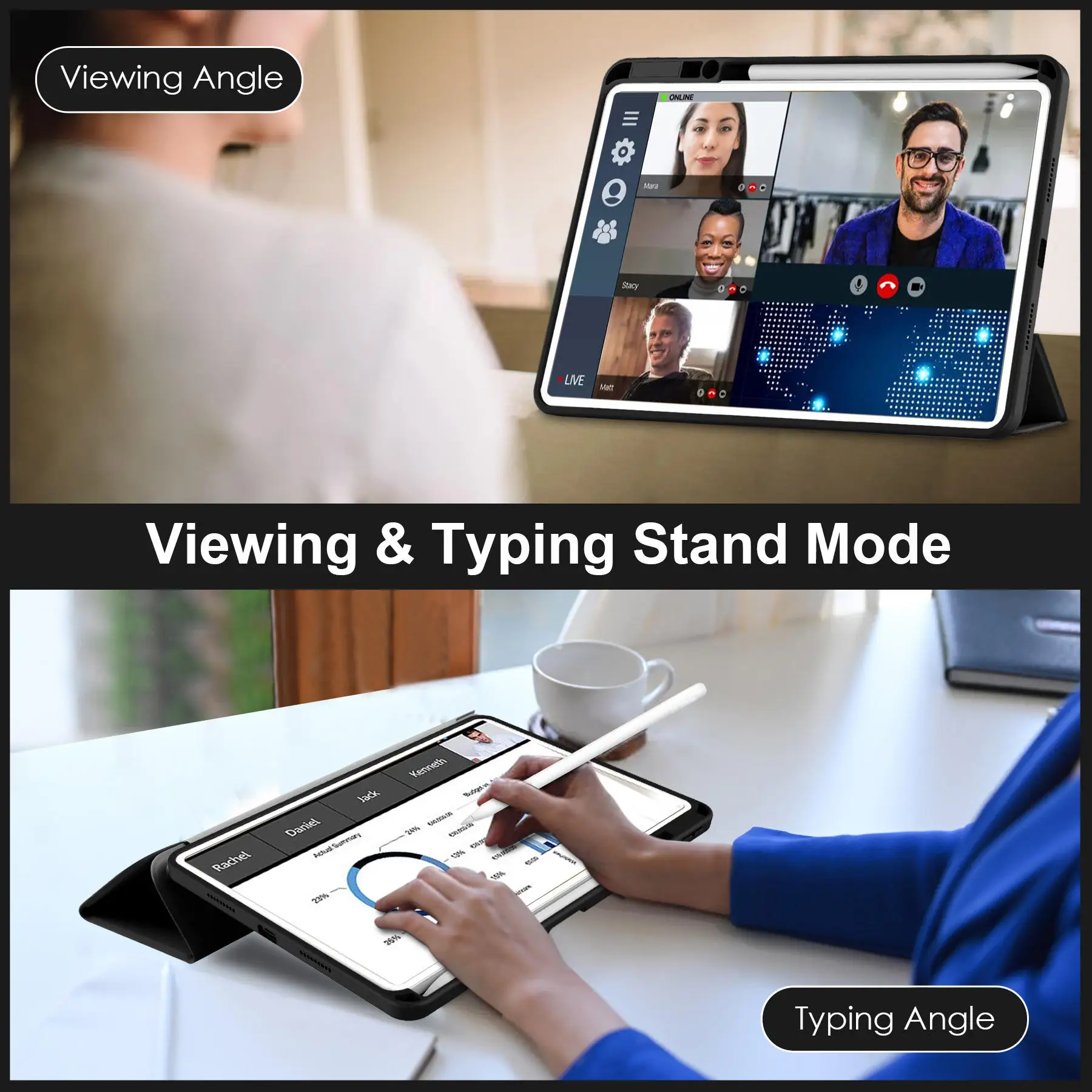 product for slim pu leather clear transparent back shell folio smart cover tablet case for matepad pro 132 inch hw1024-3